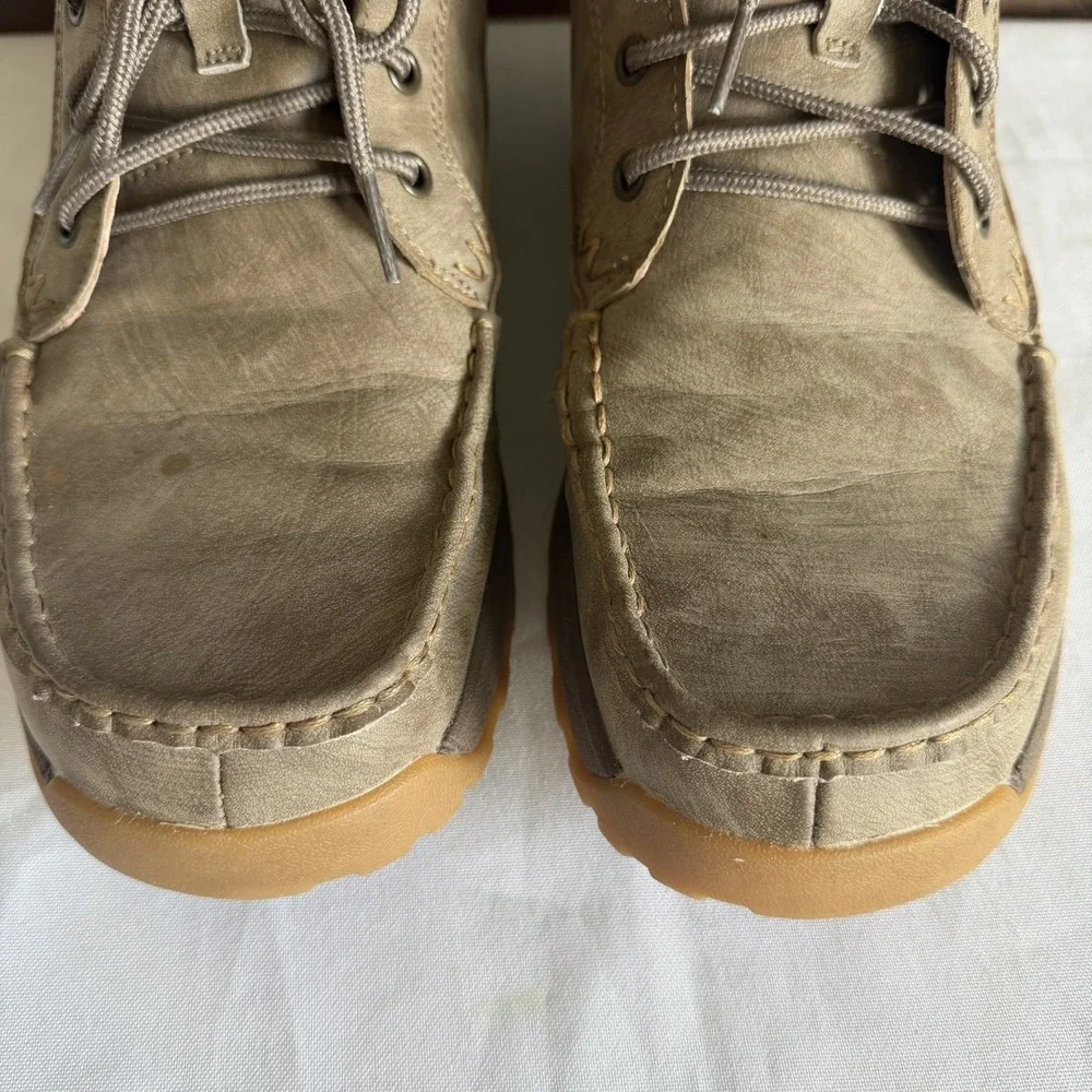 Wrangler Western Moc Toe Leather Chukka Boots Men's Sz 10.5 EUC Hiking Lace Up